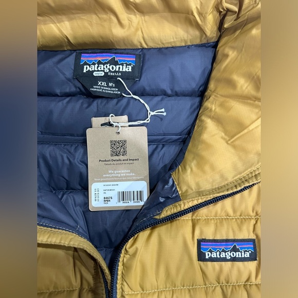 Patagonia Men's XXL Down Sweater Raptor Brown Blue Puffer Jacket NWT Puff - Picture 7 of 8